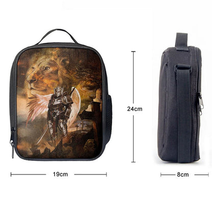 Warrior Jesus Lion Of Judah Cross Lunch Bag For Men And Women, Spiritual Christian Lunch Box For School, Work