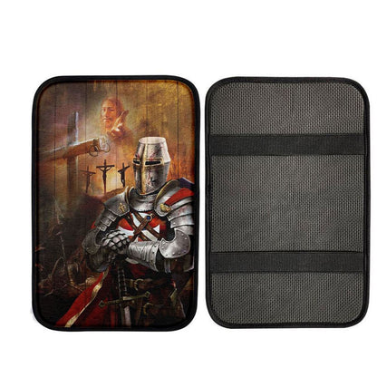 Warrior Jesus On The Cross Jesus Calls Car Center Console Cover, Religious Car Interior Accessories