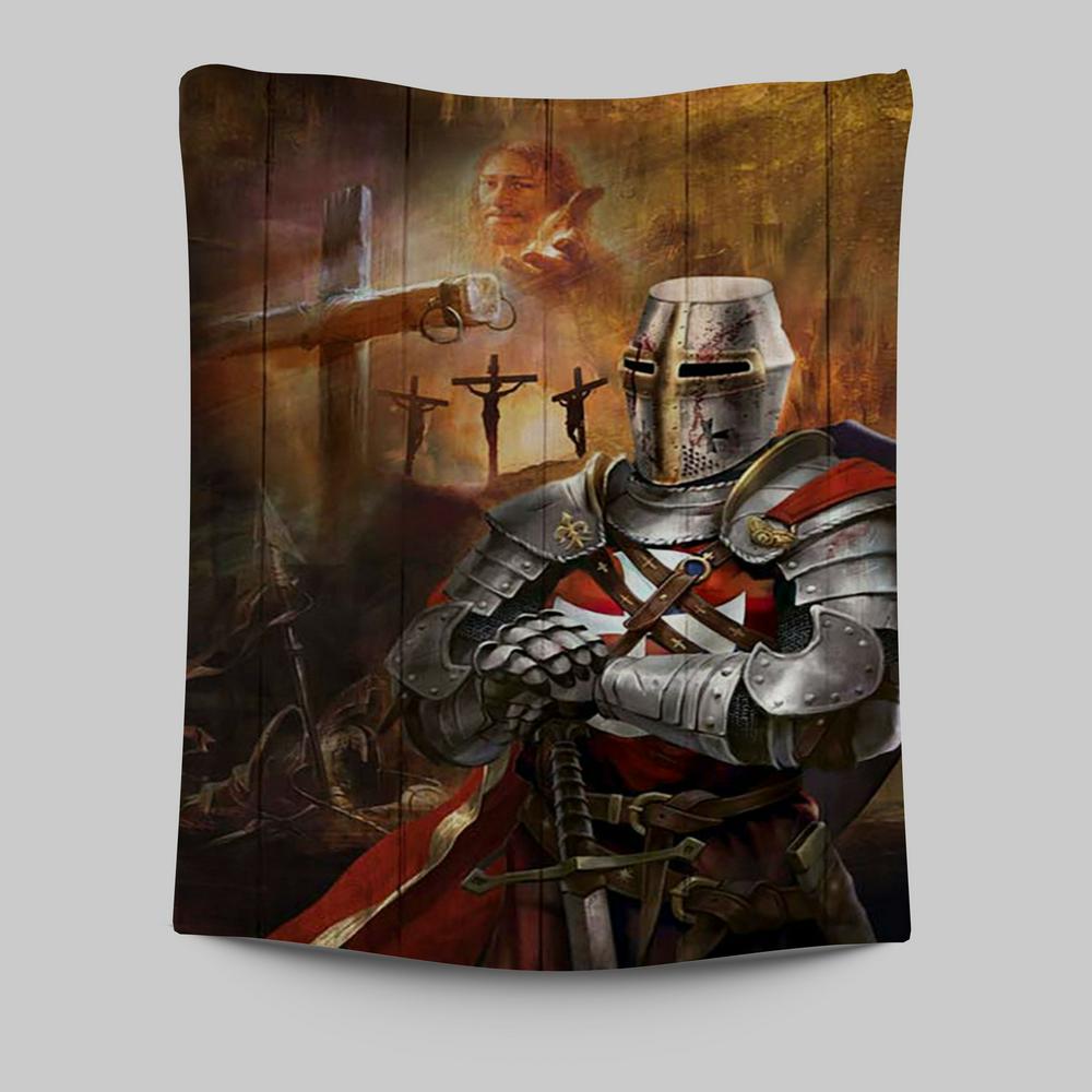 Warrior Jesus On The Cross Jesus Calls Tapestry Print - Inspirational Tapestry Art - Christian Wall Art Home Decor