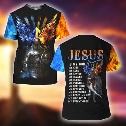 Warrior Lion Jesus Is My God My King All Over Print 3D T Shirt For Men And Women, Christian T-Shirt, Faith Shirt