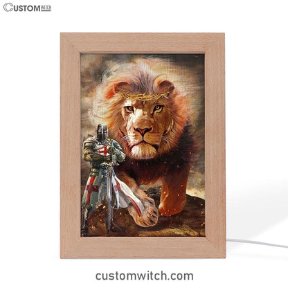 Warrior Of Christ And Lion Frame Lamp Art - Christian Home Decor - Religious Art