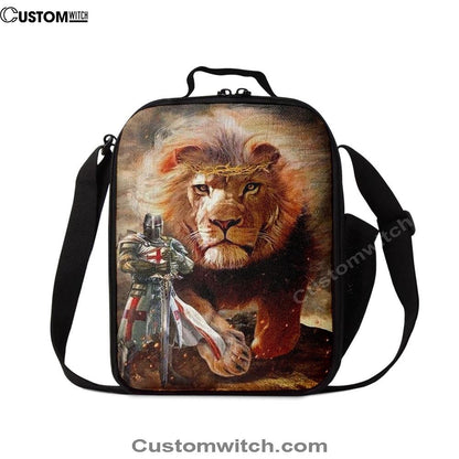 Warrior Of Christ And Lion Lunch Bag For Men And Women, Spiritual Christian Lunch Box For School, Work