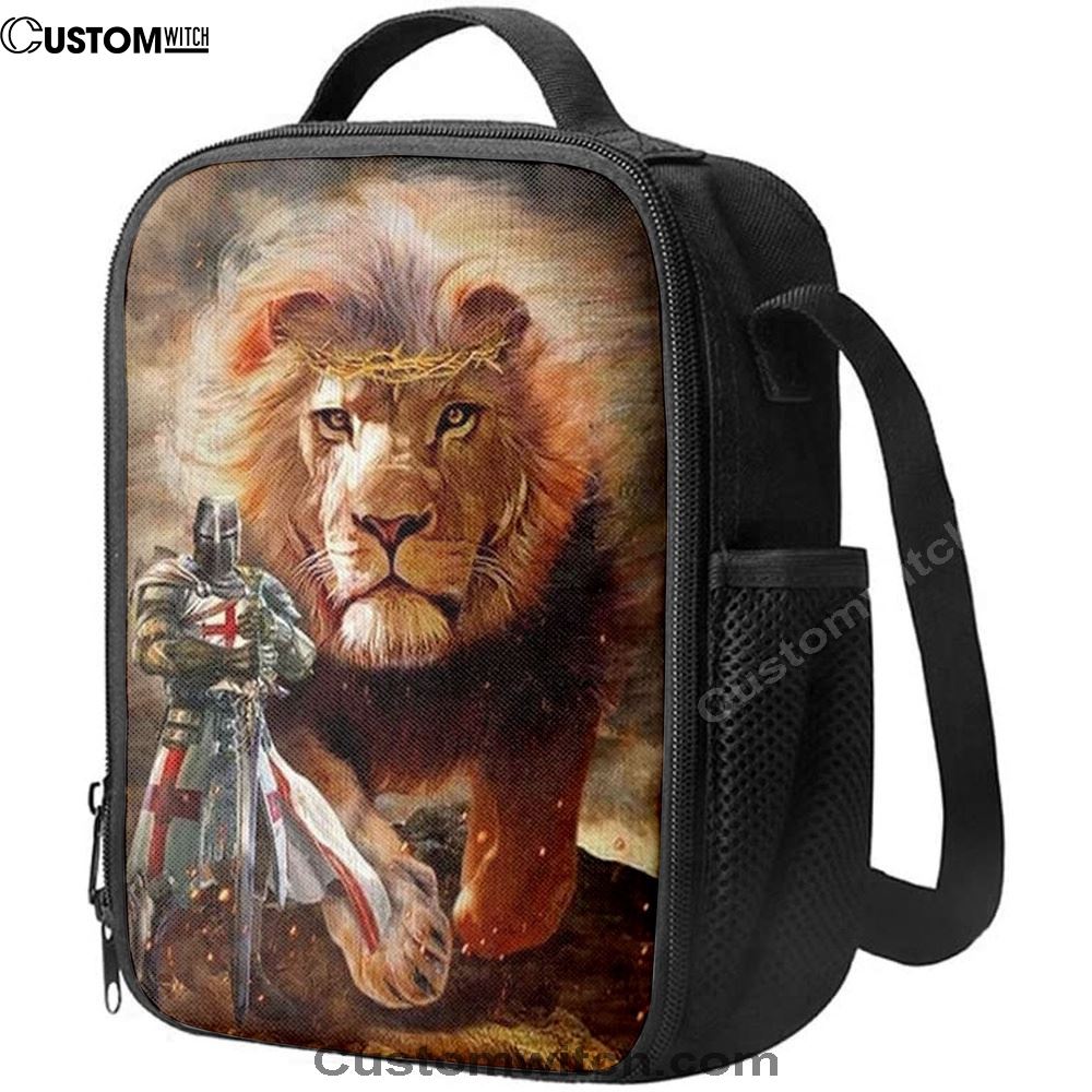 Warrior Of Christ And Lion Lunch Bag For Men And Women, Spiritual Christian Lunch Box For School, Work