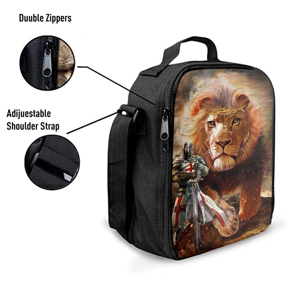 Warrior Of Christ And Lion Lunch Bag For Men And Women, Spiritual Christian Lunch Box For School, Work