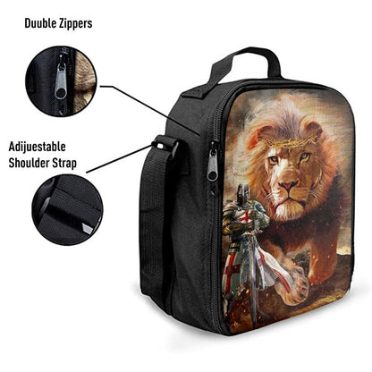 Warrior Of Christ And Lion Lunch Bag For Men And Women, Spiritual Christian Lunch Box For School, Work