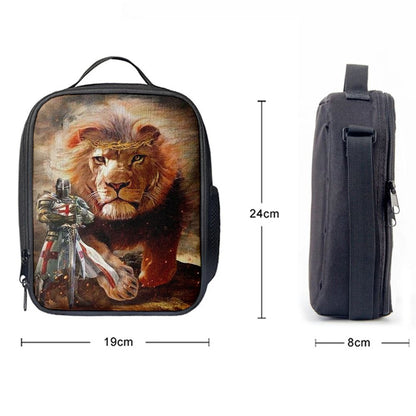 Warrior Of Christ And Lion Lunch Bag For Men And Women, Spiritual Christian Lunch Box For School, Work