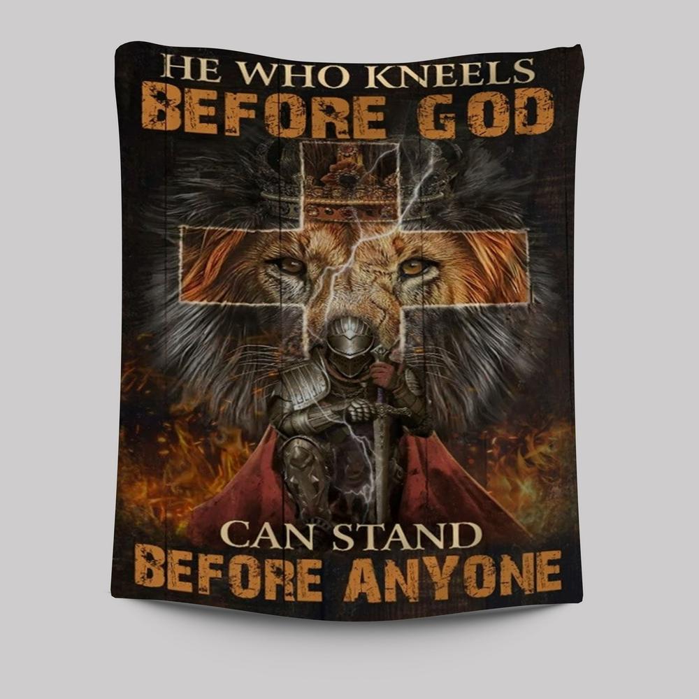 Warrior Of Christ, Lion Of Judah, He Who Kneels Before God Tapestry