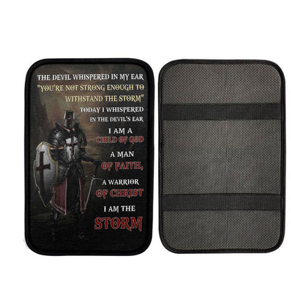 Warrior Of God I Am The Storm Car Center Console Cover, Bible Verse Car Interior Accessories