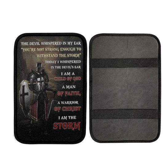 Warrior Of God I Am The Storm Car Center Console Cover, Bible Verse Car Interior Accessories