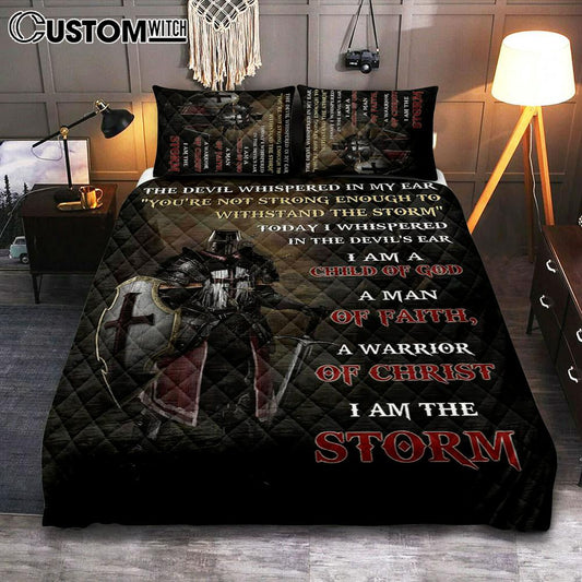 Warrior Of God I Am The Storm Quilt Bedding Set Art - Christian Art - Bible Verse Bedroom - Religious Home Decor