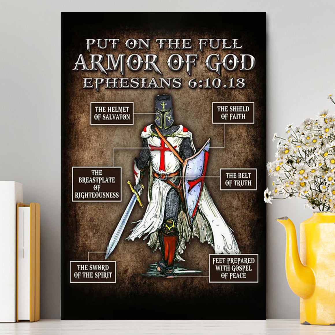 Warrior Of God Put On The Full Armor Of God Canvas Wall Art - Christian Home Decor - Religious Art