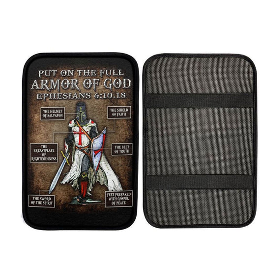 Warrior Of God Put On The Full Armor Of God Car Center Console Cover, Bible Verse Car Interior Accessories
