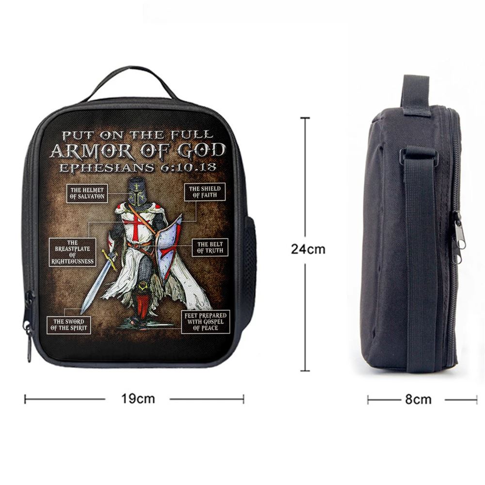 Warrior Of God Put On The Full Armor Of God Lunch Bag For Men And Women, Spiritual Christian Lunch Box For School, Work