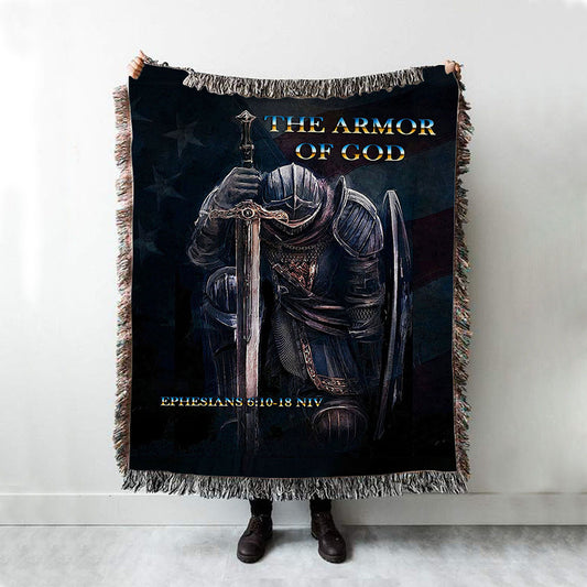 Warrior The Armor Of God Woven Throw Blanket - Jesus Woven Blanket Prints - Christian Throw Blanket Decor