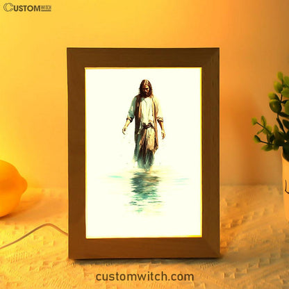 Water Color Jesus Walking On The Water Frame Lamp Prints - Jesus Frame Lamp Art - Christian Art Decor