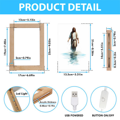 Water Color Jesus Walking On The Water Frame Lamp Prints - Jesus Frame Lamp Art - Christian Art Decor