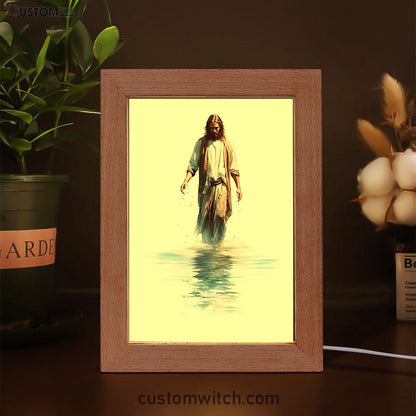 Water Color Jesus Walking On The Water Frame Lamp Prints - Jesus Frame Lamp Art - Christian Art Decor