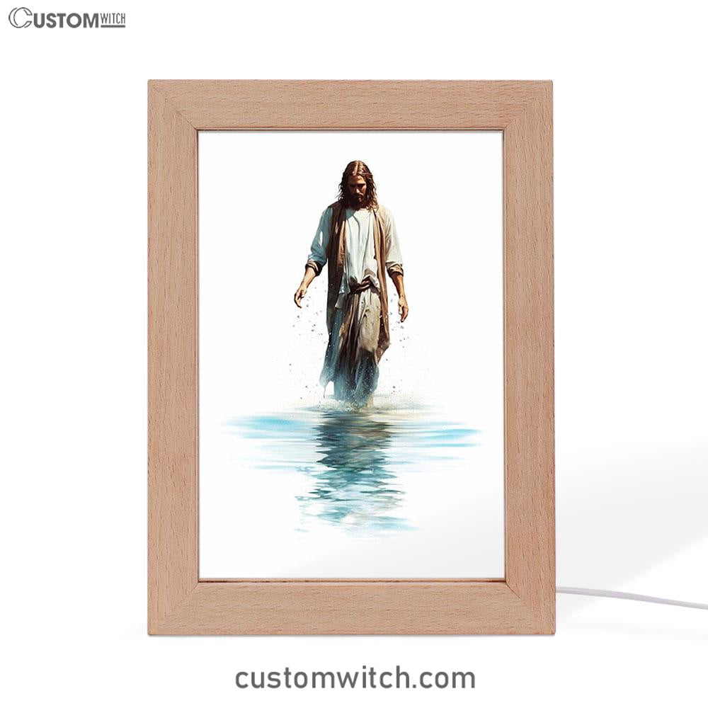 Water Color Jesus Walking On The Water Frame Lamp Prints - Jesus Frame Lamp Art - Christian Art Decor