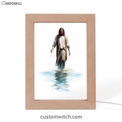 Water Color Jesus Walking On The Water Frame Lamp Prints - Jesus Frame Lamp Art - Christian Art Decor
