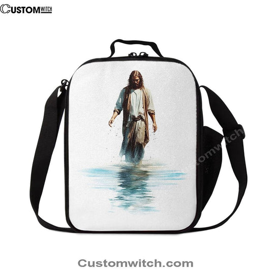 Water Color Jesus Walking On The Water Lunch Bag For Men And Women Decor, Spiritual Christian Lunch Box For School, Work