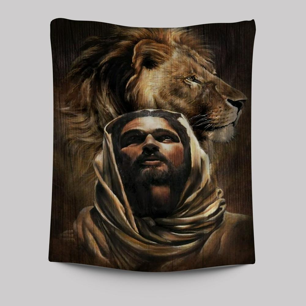 Watercolor Jesus, Amazing Lion, King Of Kings Tapestry
