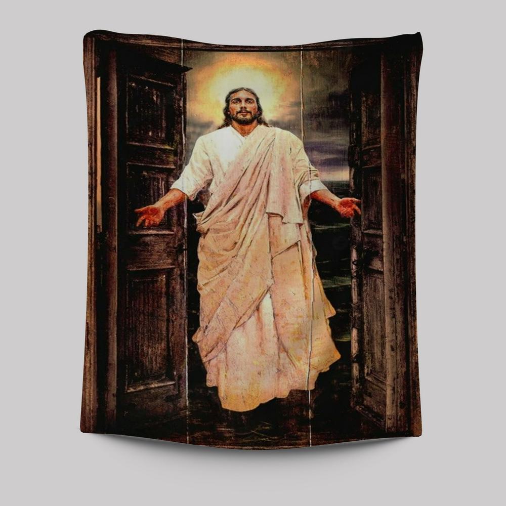 Watercolor Jesus Painting, Infinite Halo Tapestry
