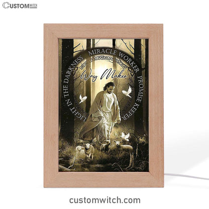 Way Maker Jesus & Lambs Frame Lamp Art - Jesus Frame Lamp Pictures - Christian Night Light