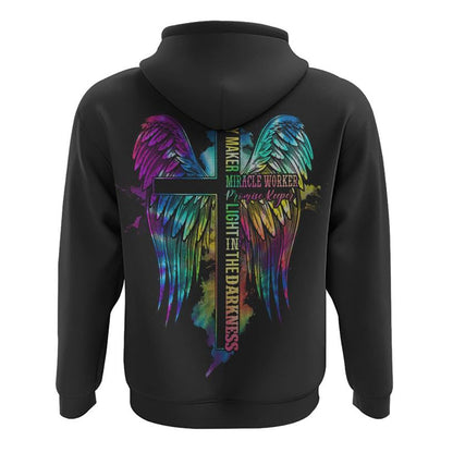 Way Maker Miracle Worker Faith Cross Wing Colorful All Over Print 3D Hoodie, Christian Hoodie, Christian Sweatshirt, Bible Verse Shirt