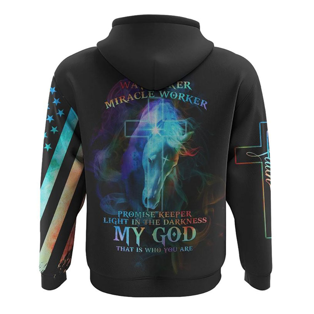 Way Maker Miracle Worker Horse Cross Colorful All Over Print 3D Hoodie, Christian Hoodie, Christian Sweatshirt, Bible Verse Shirt
