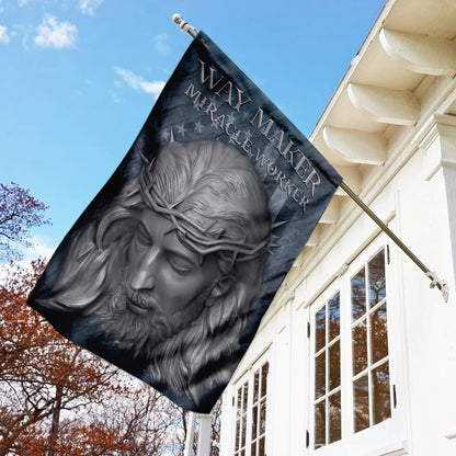 Way Maker Miracle Worker Jesus American U S House Flag, Outdoor Religious Flags, Christian Flag, Scripture Flag, Garden Banner