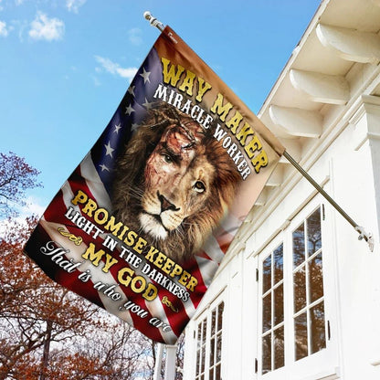 Way Maker Miracle Worker Jesus And Lion House Flag, Outdoor Religious Flags, Christian Flag, Scripture Flag, Garden Banner