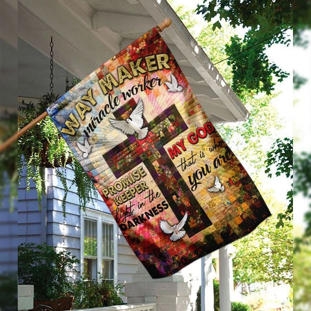 Way Maker Miracle Worker Jesus Christ Cross House Flags, Christian Flag, Scripture Flag, Garden Banner