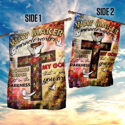 Way Maker Miracle Worker Jesus Christ Cross House Flags, Christian Flag, Scripture Flag, Garden Banner