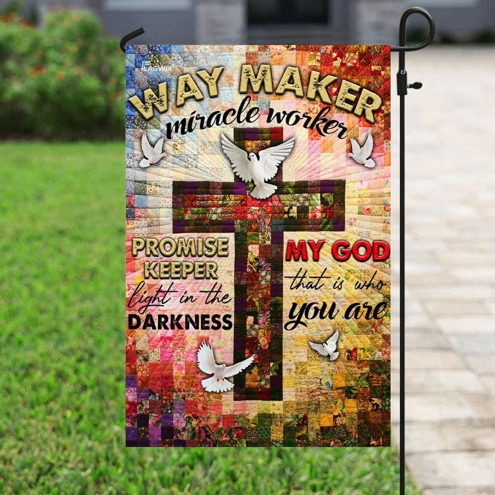 Way Maker Miracle Worker Jesus Christ Cross House Flags, Christian Flag, Scripture Flag, Garden Banner