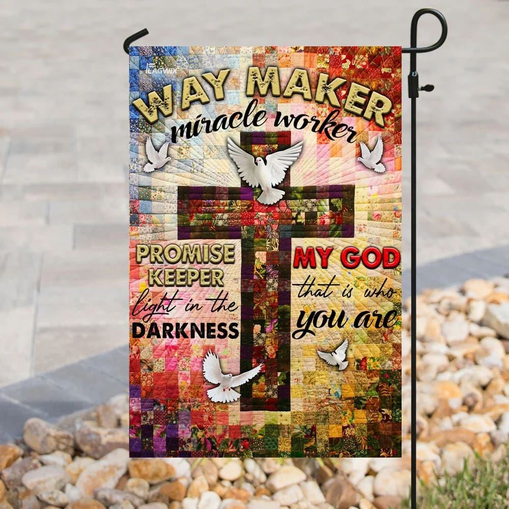 Way Maker Miracle Worker Jesus Christ Cross House Flags, Christian Flag, Scripture Flag, Garden Banner