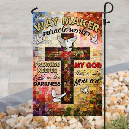 Way Maker Miracle Worker Jesus Christ Cross House Flags, Christian Flag, Scripture Flag, Garden Banner