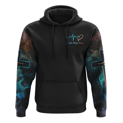 Way Maker Miracle Worker Lion Cross Light Colorful All Over Print 3D Hoodie, Christian Hoodie, Christian Sweatshirt, Bible Verse Shirt