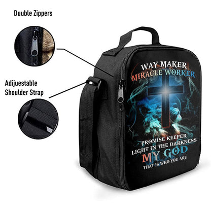 Way Maker Miracle Worker Lion & Cross Lunch Bag For Men And Women, Spiritual Christian Lunch Box For School, Work