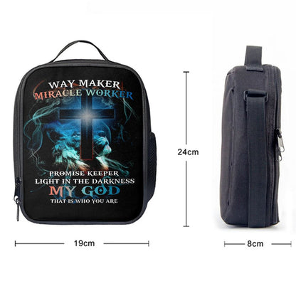 Way Maker Miracle Worker Lion & Cross Lunch Bag For Men And Women, Spiritual Christian Lunch Box For School, Work