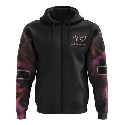 Way Maker Miracle Worker Lion Cross Pink Smoke All Over Print 3D Hoodie, Christian Hoodie, Christian Sweatshirt, Bible Verse Shirt