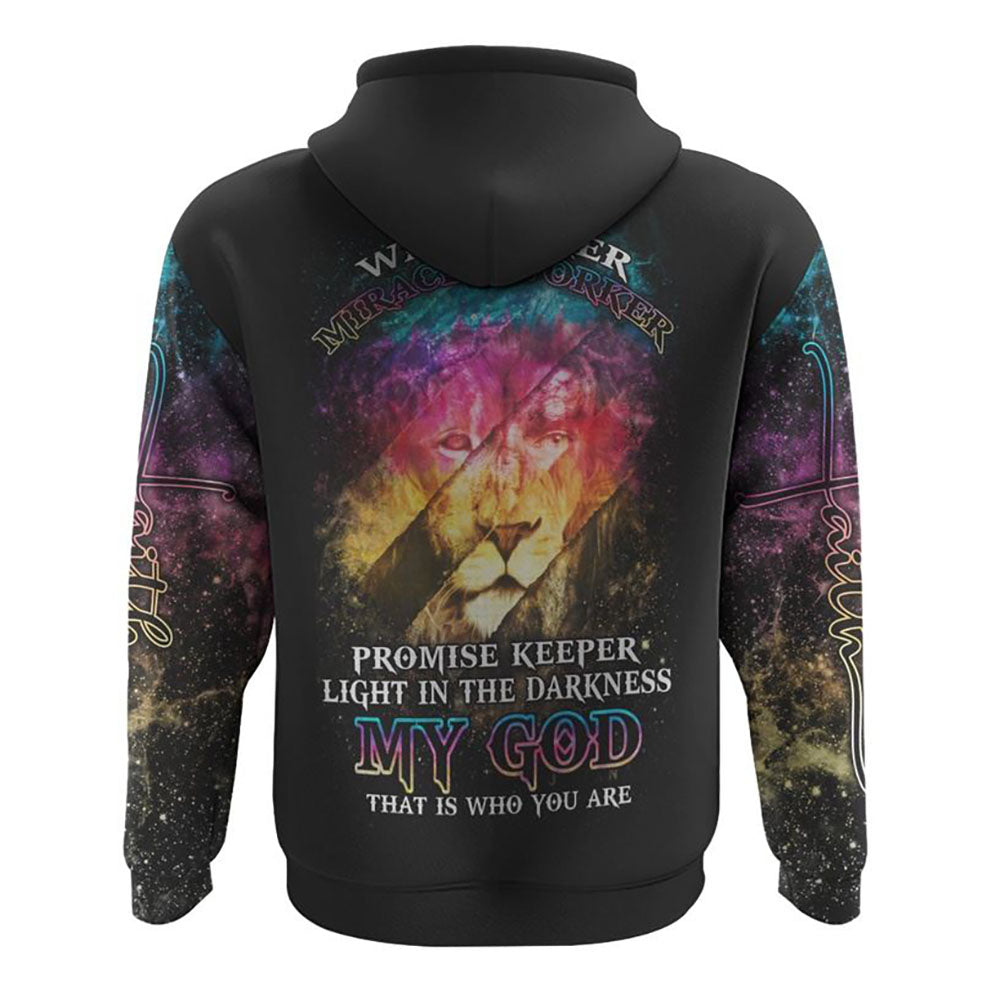 Way Maker Miracle Worker Lion Inside Art Colorful All Over Print 3D Hoodie, Christian Hoodie, Christian Sweatshirt, Bible Verse Shirt