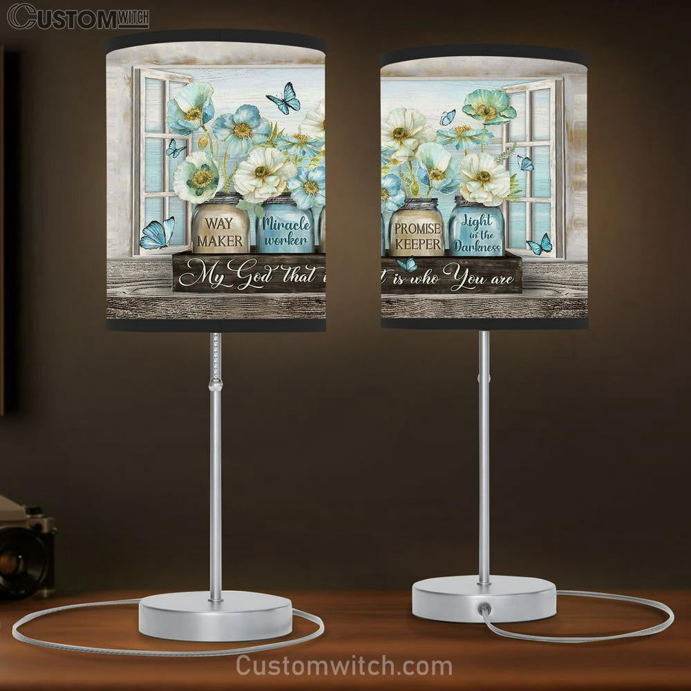 Way Maker Miracle Worker My God That Is Who You Are Pastel Jasmine Blue Butterfly Table Lamb Art - Christian Lamb Gift Decor - Bible Verse Table Lamb