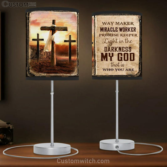 Way Maker Miracle Worker Promise Keeper Cross Large Table Lamb - Christian Table Lamb Prints - Religious Table Lamb Art