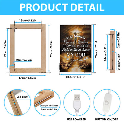 Way Maker Miracle Worker Promise Keeper Frame Lamp Art - Christian Frame Lamp - Religious Gifts Night Light