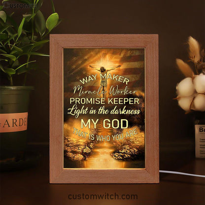 Way Maker Miracle Worker Promise Keeper Frame Lamp Art - Christian Frame Lamp - Religious Gifts Night Light
