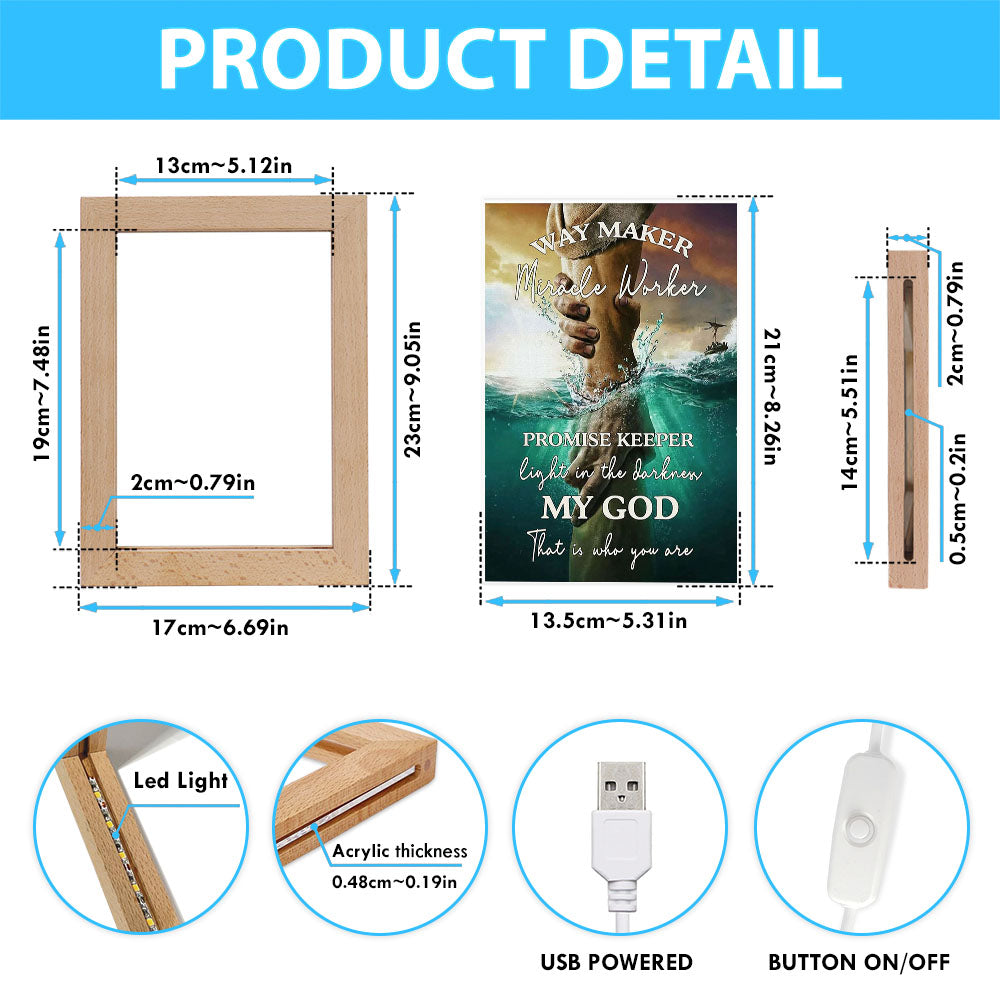 Way Maker Miracle Worker Promise Keeper Hand Of God Frame Lamp Art - Inspirational Frame Lamp Art - Christian Decor