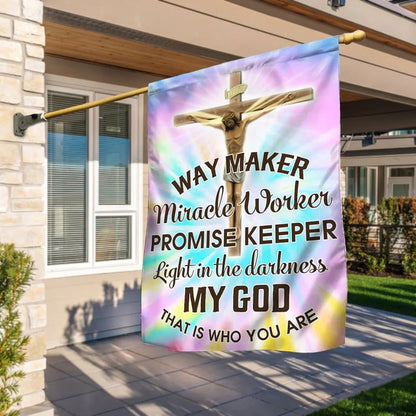 Way Maker Miracle Worker Promise Keeper Light House Flag, Jesus Christ House Flag, Outdoor Religious Flags, Christian Flag, Scripture Flag