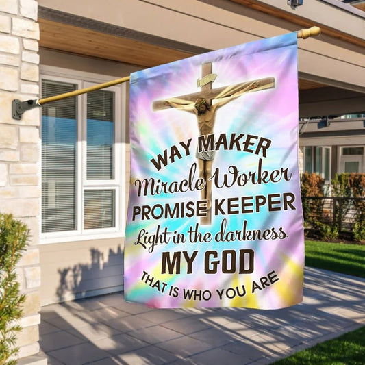 Way Maker Miracle Worker Promise Keeper Light House Flag, Jesus Christ House Flag, Outdoor Religious Flags, Christian Flag, Scripture Flag