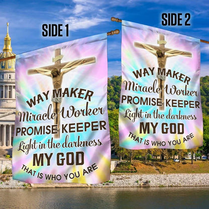 Way Maker Miracle Worker Promise Keeper Light House Flag, Jesus Christ House Flag, Outdoor Religious Flags, Christian Flag, Scripture Flag
