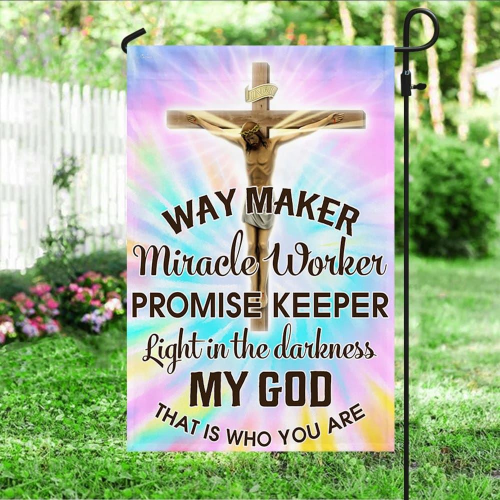 Way Maker Miracle Worker Promise Keeper Light House Flag, Jesus Christ House Flag, Outdoor Religious Flags, Christian Flag, Scripture Flag